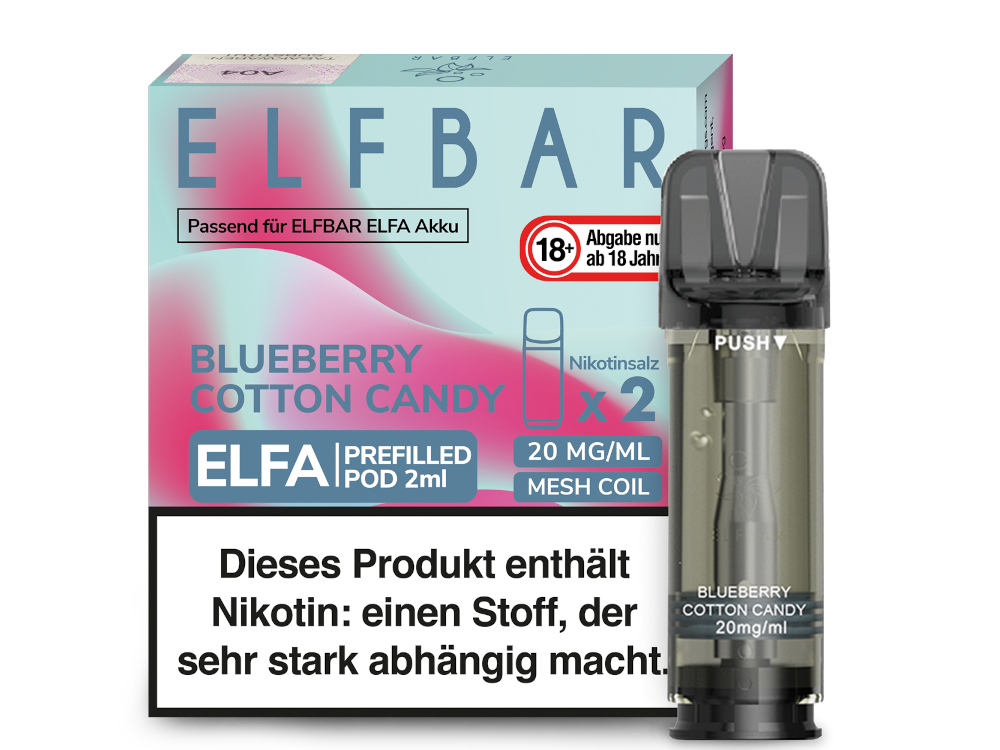 ELFBAR ELFA BLUEBERRY COTTON CANDY 20MG NIKOTIN 2ER PACK