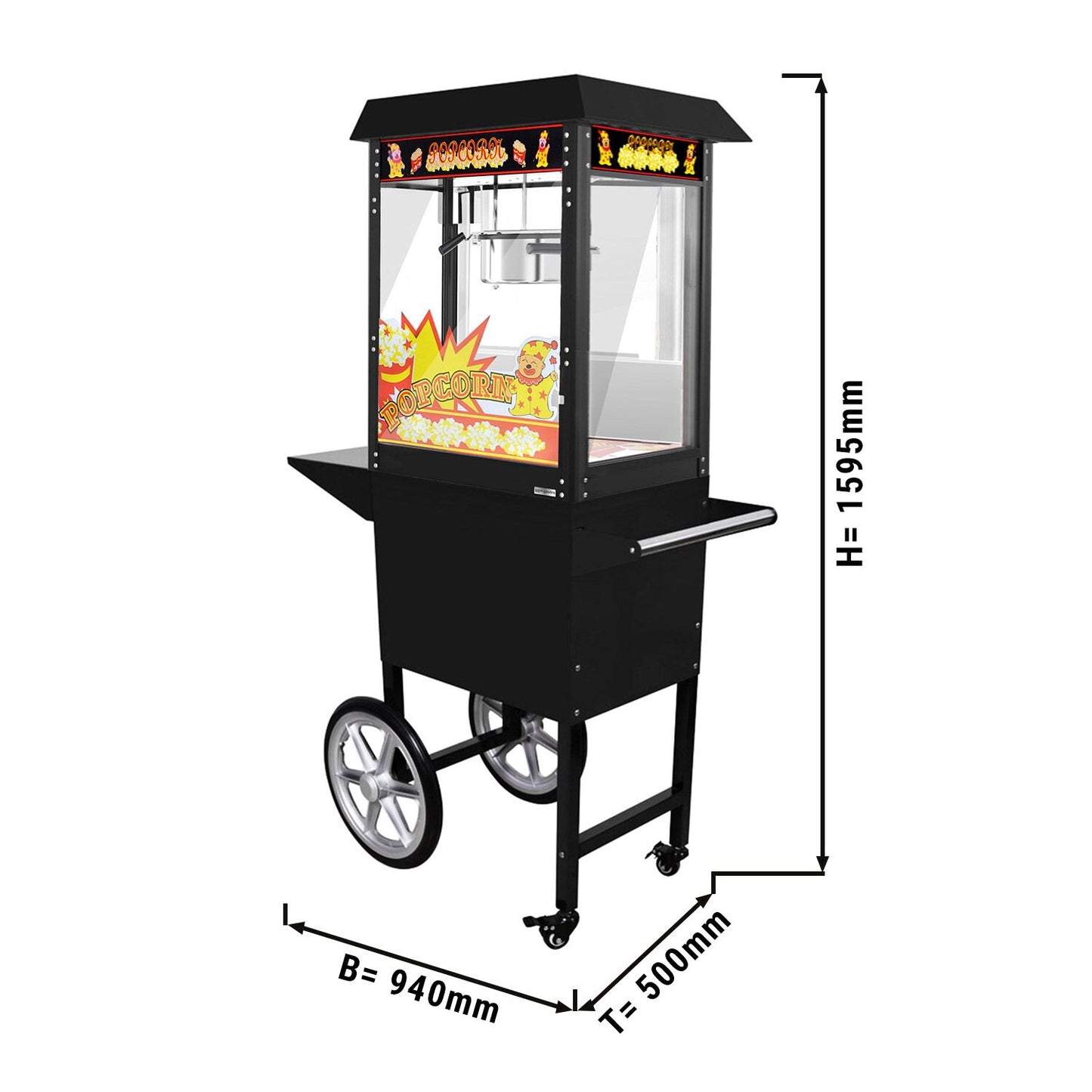 Popcornmaschine inkl. Wagen - 5 kg/h - mit 1 Kessel