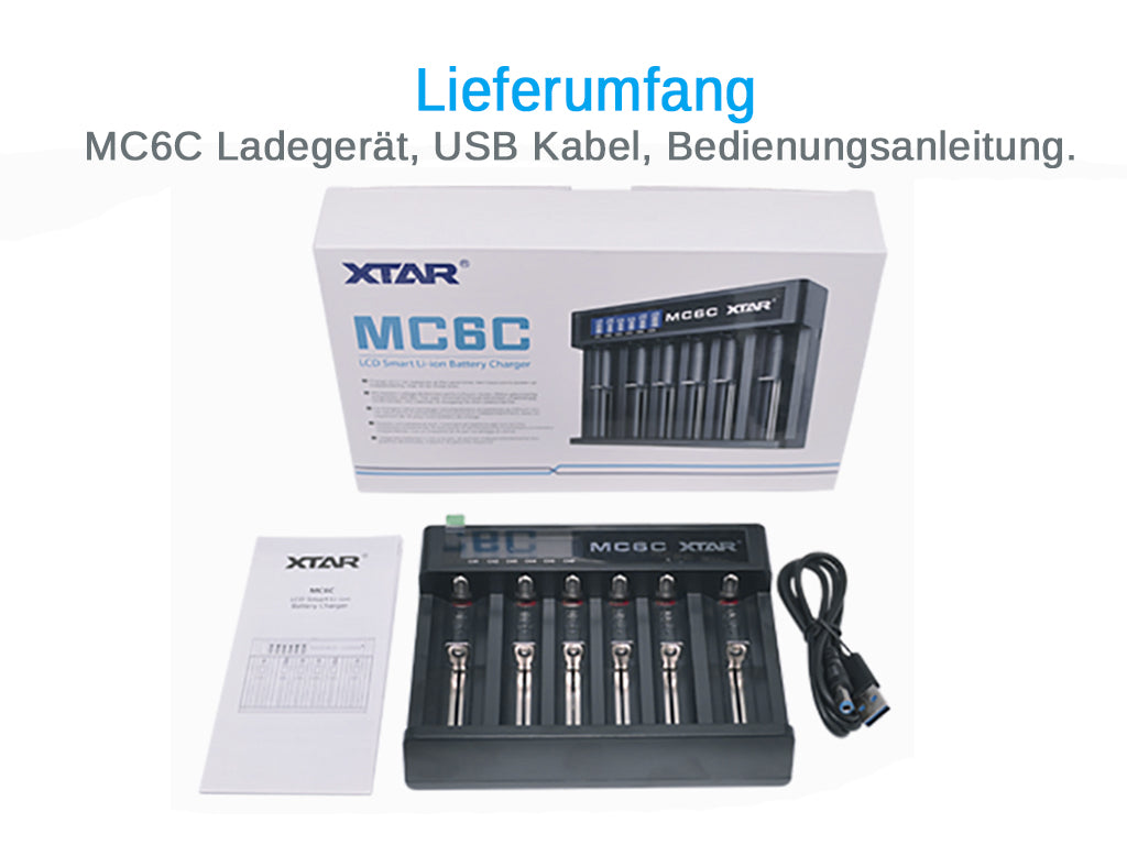 Xtar MC6C Ladegerät für Li-Ionen Akkus mit LCD-Display - Oberbergs Fundgrube