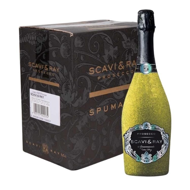 6x SCAVI & RAY Prosecco Spumante Glitzerflasche 0,75L