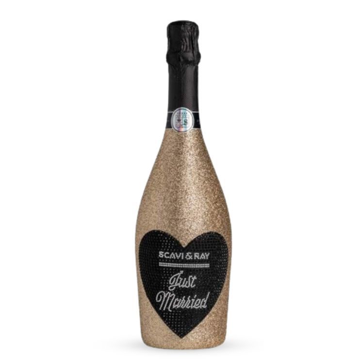 6x SCAVI & RAY Prosecco Spumante 0,75L Glitzerflasche - Hochzeits Edition