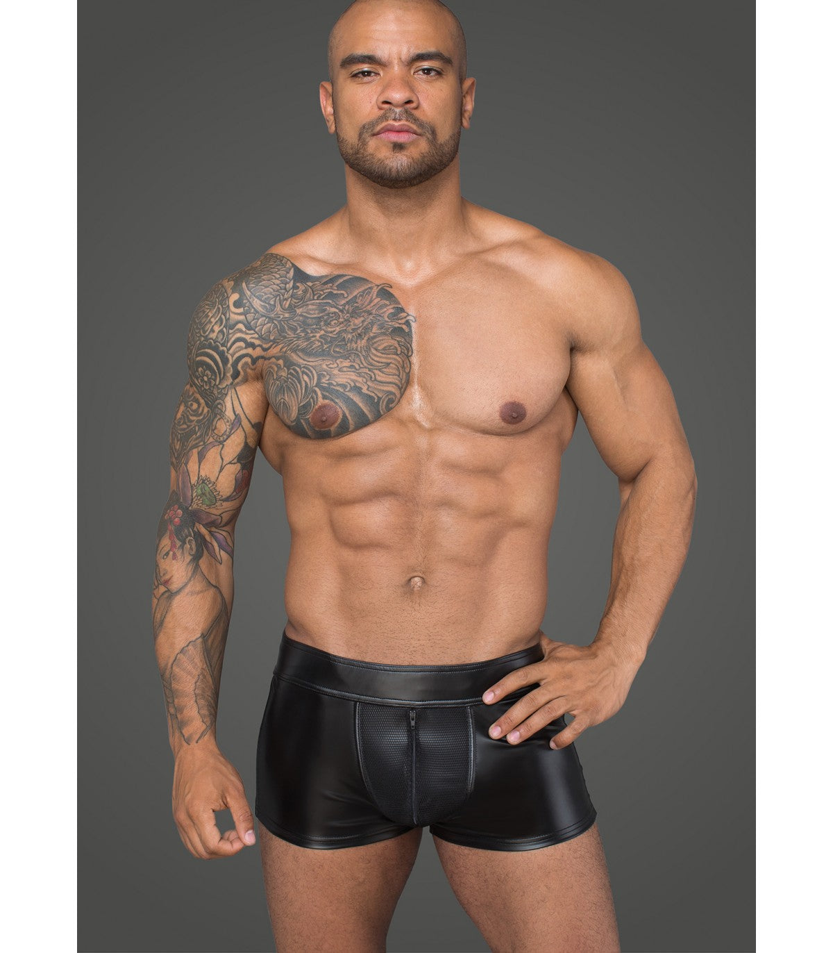 SEXY SHORTS AUS POWERWETLOOK UND 3D-NETZ SCHWARZ - Herren