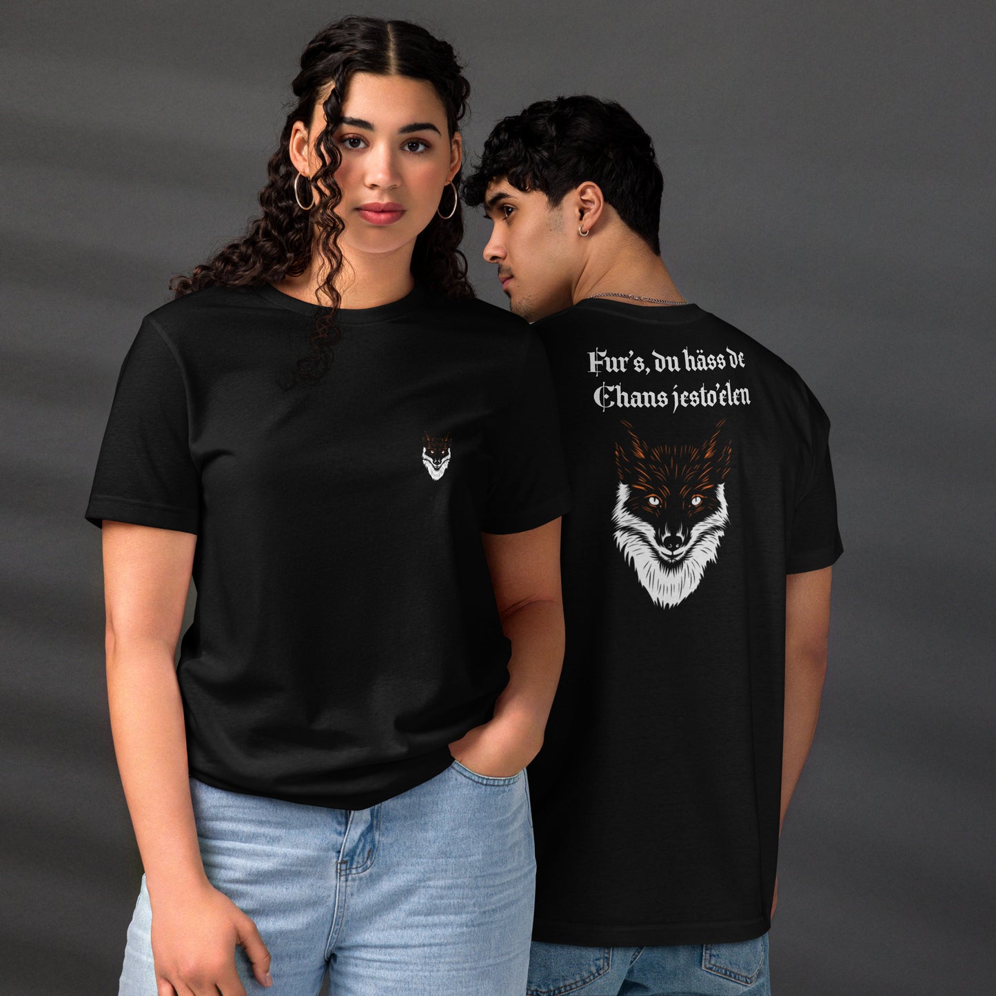 Essenzielles Unisex Bio-T-Shirt - Fuchs du hast die Gans gestohlen - Oberberger Mundart