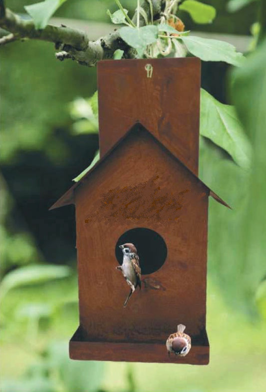 Edelrost-Vogelhaus hängend - Oberbergs Fundgrube